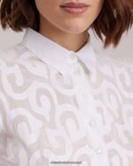 הַלבָּשָׁה Anne Fontaine חולצת ארמין חולצת כותנה מתיחה בעיצוב ערבסק לבן נשים DL8V8L165 - Image 2