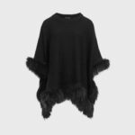 הַלבָּשָׁה Anne Fontaine פונצ'ו לויק פונצ'ו סרוג עם עיטור פרווה שָׁחוֹר נשים DL8V8L447