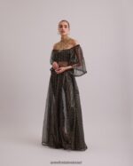 הַלבָּשָׁה Anne Fontaine שמלת בארוק ארוכה שקופה נטו שמלה רקומה עם פאייטים ססגוניים שָׁחוֹר נשים DL8V8L102 - Image 4