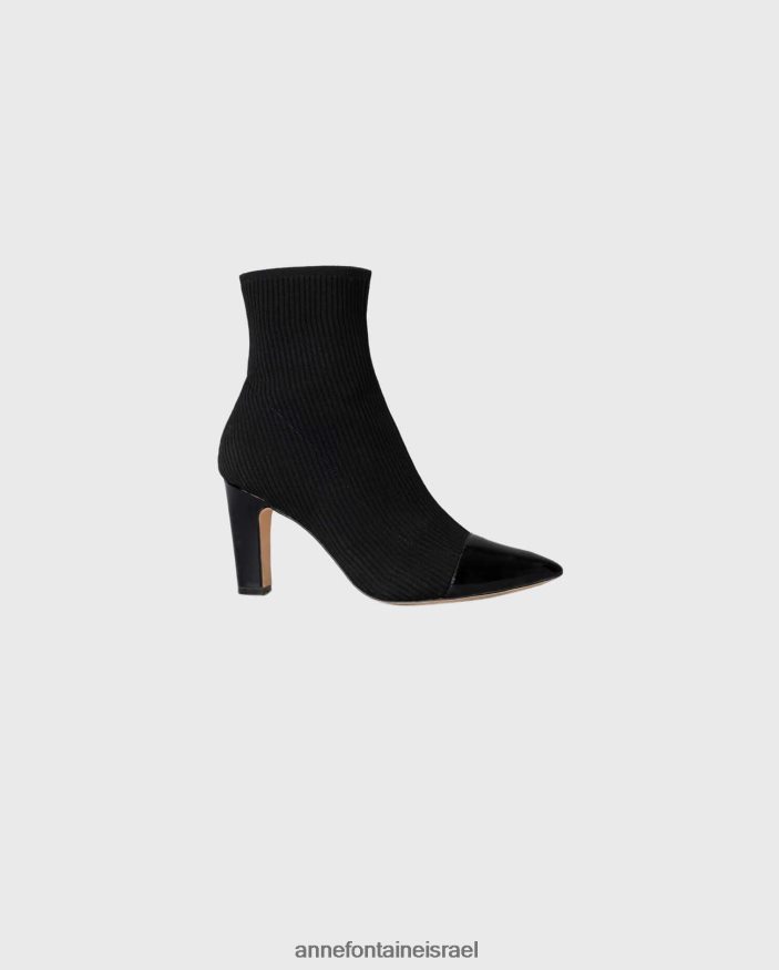 נעליים Anne Fontaine מגפי גרב מצולעים של judy boot עם פרטי עור שָׁחוֹר נשים DL8V8L10 - Image 2