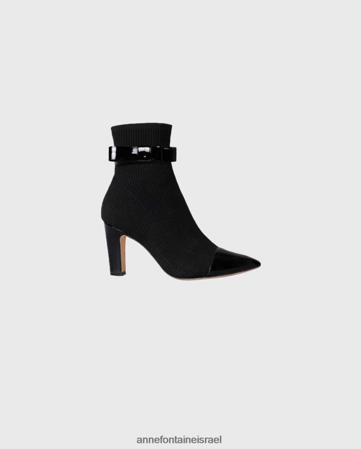 נעליים Anne Fontaine מגפי גרב מצולעים של judy boot עם פרטי עור שָׁחוֹר נשים DL8V8L10 - Image 4