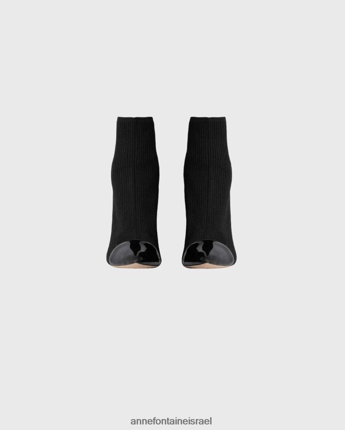 נעליים Anne Fontaine מגפי גרב מצולעים של judy boot עם פרטי עור שָׁחוֹר נשים DL8V8L10 - Image 5