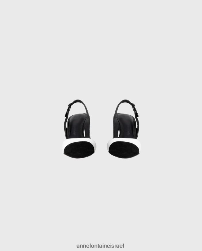 נעליים Anne Fontaine jakie עקב קלאסי slingback עור עקב לבן שחור נשים DL8V8L52 - Image 3