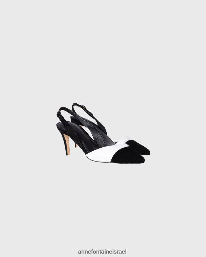 נעליים Anne Fontaine jakie עקב קלאסי slingback עור עקב לבן שחור נשים DL8V8L52 - Image 1