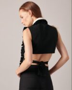 אביזרים Anne Fontaine חזית החולצה של taho וצווארון החולצה לבן שחור נשים DL8V8L579 - Image 4