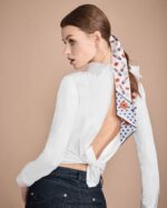 אביזרים Anne Fontaine צעיף עניבה משי מודפס צעיף אריג משי מסוגנן נשים DL8V8L627 - Image 4