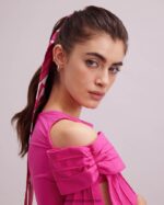 אביזרים Anne Fontaine צעיף פיקה צעיף מצה משי בדוגמא פרחונית ורוד פוקסיה נשים DL8V8L624 - Image 3