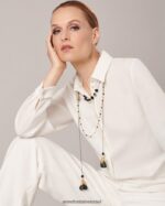 אביזרים Anne Fontaine שרשרת גיילור משולשת שרשרת אבן ועלי כותרת פתוחה מסוגנן נשים DL8V8L599 - Image 2