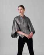 הַלבָּשָׁה Anne Fontaine ז'קט מתכתי אקדח עם מרקם של celesta Jacquard אפור נשים DL8V8L440 - Image 5