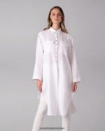 הַלבָּשָׁה Anne Fontaine חולצת comete חולצה באורך טוניקה עם כפתורי אם הפנינה לבן נשים DL8V8L247 - Image 4