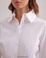 הַלבָּשָׁה Anne Fontaine חולצת ארמנטין מחויטת וחולצת כותנה לבן נשים DL8V8L190 - Image 2