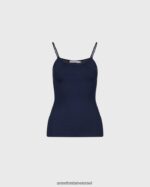 הַלבָּשָׁה Anne Fontaine קמוזיל cintia camisole stretch עם רצועות דקות כְּחוֹל נשים DL8V8L301