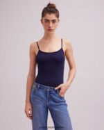 הַלבָּשָׁה Anne Fontaine קמוזיל cintia camisole stretch עם רצועות דקות כְּחוֹל נשים DL8V8L301 - Image 3