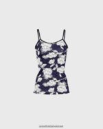 הַלבָּשָׁה Anne Fontaine קמזול של vana camisole תחרה פרחוני נמתח עם רצועות דקות כְּחוֹל נשים DL8V8L310