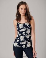 הַלבָּשָׁה Anne Fontaine קמזול של vana camisole תחרה פרחוני נמתח עם רצועות דקות כְּחוֹל נשים DL8V8L310 - Image 4