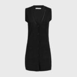 הַלבָּשָׁה Anne Fontaine קרדיגן ribella longline עם צווארון V ללא שרוולים שָׁחוֹר נשים DL8V8L496