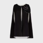 הַלבָּשָׁה Anne Fontaine שכמיית manolo cape milano עם פתחי חורי זרוע וסיכת פרחים נשלפת שָׁחוֹר נשים DL8V8L453