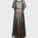 הַלבָּשָׁה Anne Fontaine שמלת בארוק ארוכה שקופה נטו שמלה רקומה עם פאייטים ססגוניים שָׁחוֹר נשים DL8V8L102