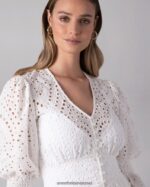 הַלבָּשָׁה Anne Fontaine שמלת מקסי רקומה עם עיניים לא מרופדות של קרקס לבן נשים DL8V8L96 - Image 2