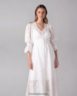 הַלבָּשָׁה Anne Fontaine שמלת מקסי רקומה עם עיניים לא מרופדות של קרקס לבן נשים DL8V8L96 - Image 3