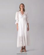 הַלבָּשָׁה Anne Fontaine שמלת מקסי רקומה עם עיניים לא מרופדות של קרקס לבן נשים DL8V8L96 - Image 5