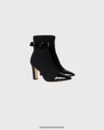 נעליים Anne Fontaine מגפי גרב מצולעים של judy boot עם פרטי עור שָׁחוֹר נשים DL8V8L10