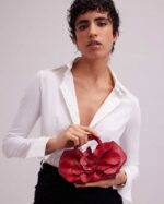 תיקים Anne Fontaine תיק יד מיני של סקרלט חתימת עור מיני פרחוני אדום טנגו נשים DL8V8L687 - Image 4